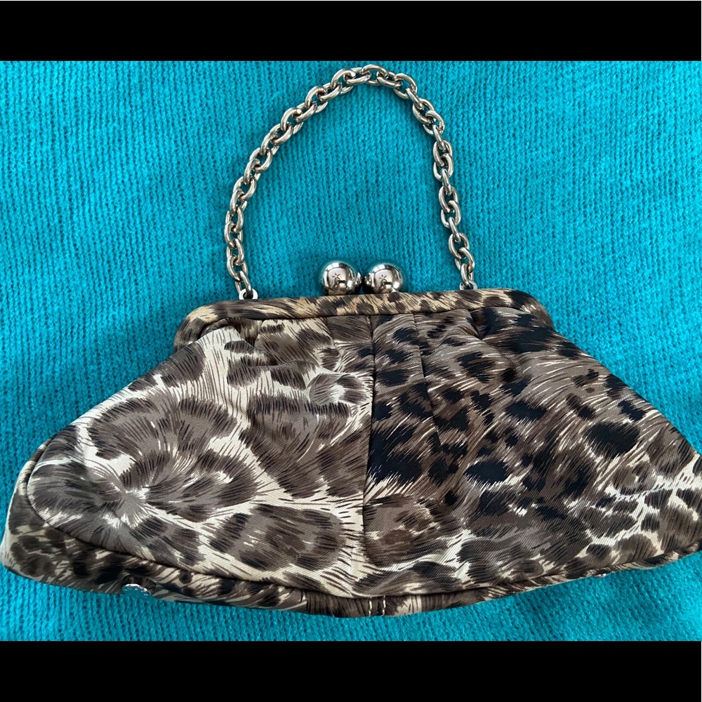 Leopard Print Clutch Handbag with chain strap